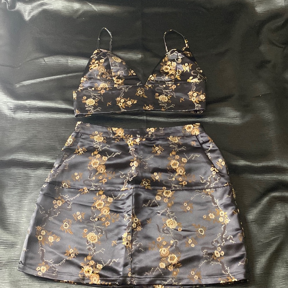 Black Oriental Print Solaris Style Two Piece Set
